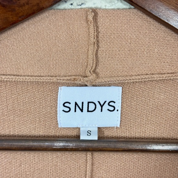 SNDYS X Revolve Tia Cardi Jacket S Camel Tan Open Long Sweater Trench Minimalist - Picture 9 of 13